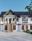 Front exterior of The Ellie, an elevated coastal craftsman house plan