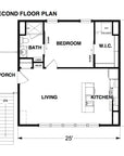 Cliffwood Garage ADU - Second Floor Apartment Plan - 1 Bedroom 1 Bath - 640 Sq Ft - Intertwine House Plans