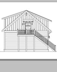 Image 5 (left elevation): Cliffwood Garage ADU - Left Side Elevation Drawing - Coastal Garage Apartment Plan - Intertwine House Plans