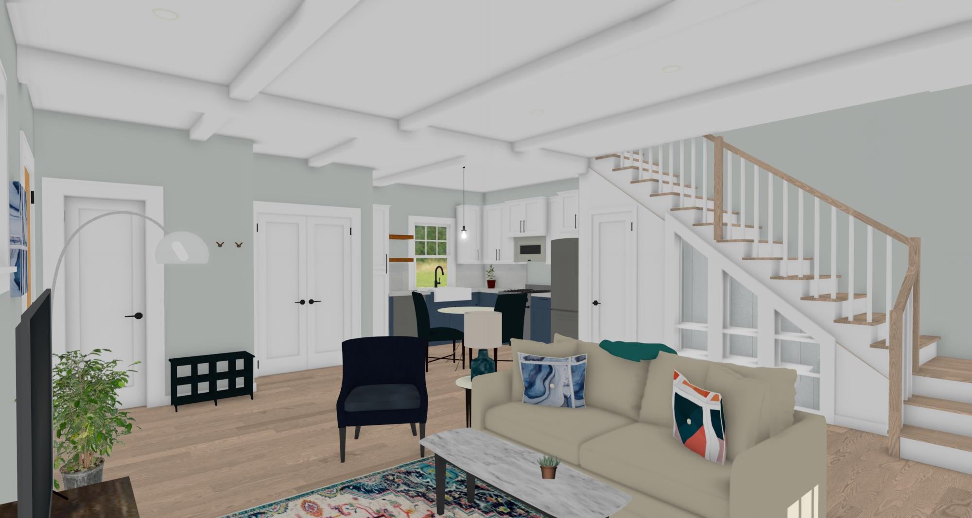 The Blue House | Compact Coastal Cottage House Plan | 1,074 Sq Ft | 2BR 2.5BA