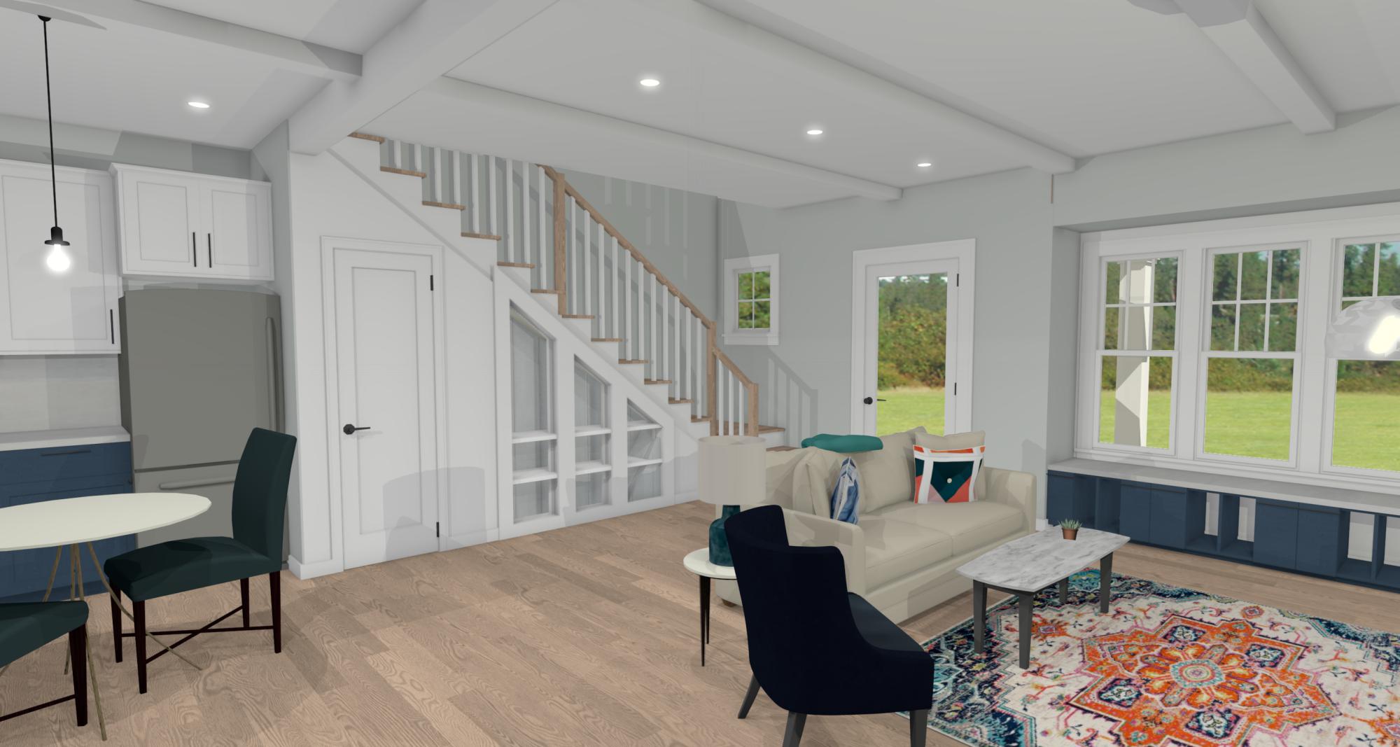 The Blue House | Compact Coastal Cottage House Plan | 1,074 Sq Ft | 2BR 2.5BA