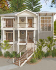 Rear Right Elevation — Haddie's Hideaway 2700R | Reverse-Living Coastal House Plan | Intertwine House Plans