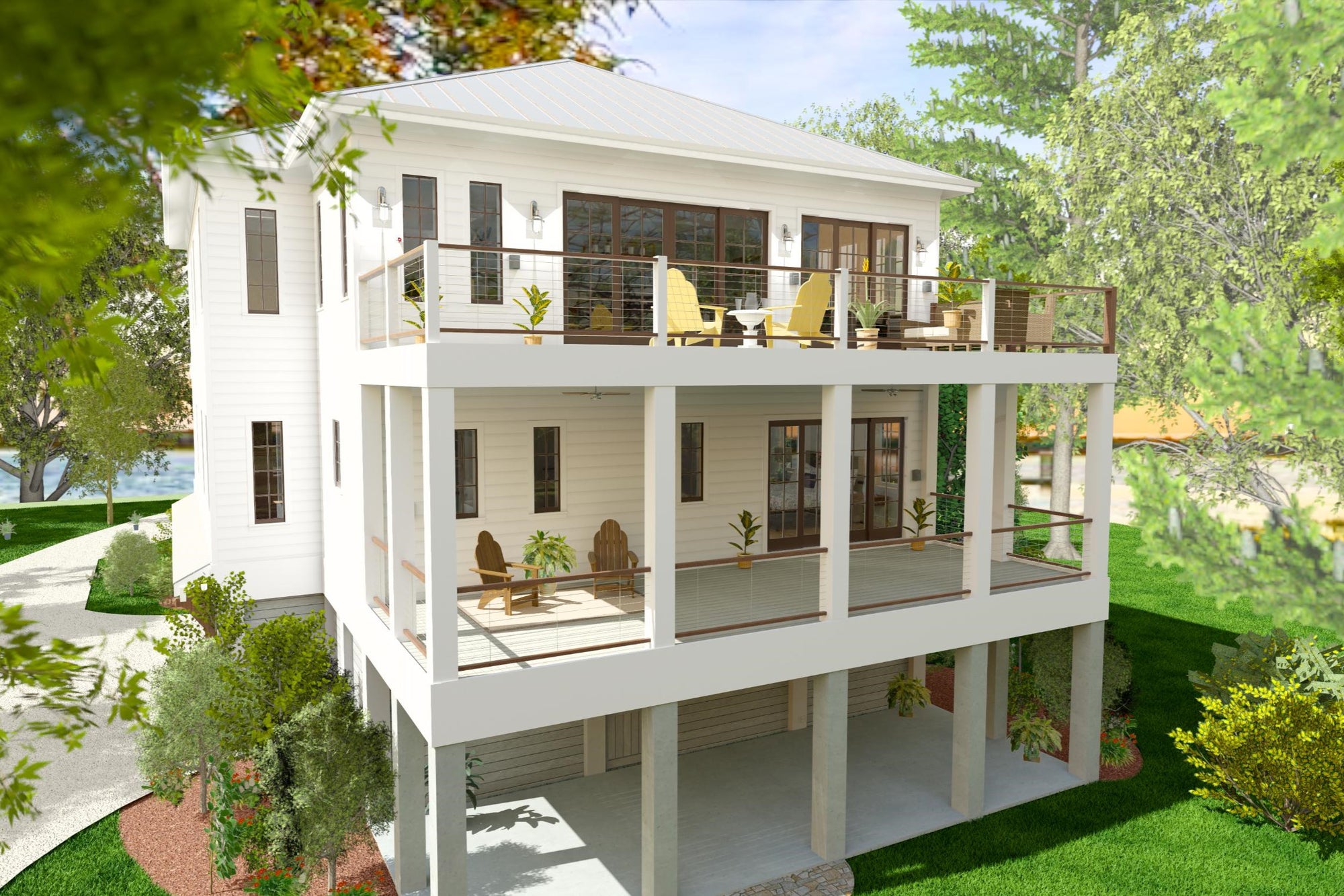 Haddie's Hideaway | Elevated Reverse-Living Coastal House Plan | 3,450 Sq Ft | 4BR 3.5BA