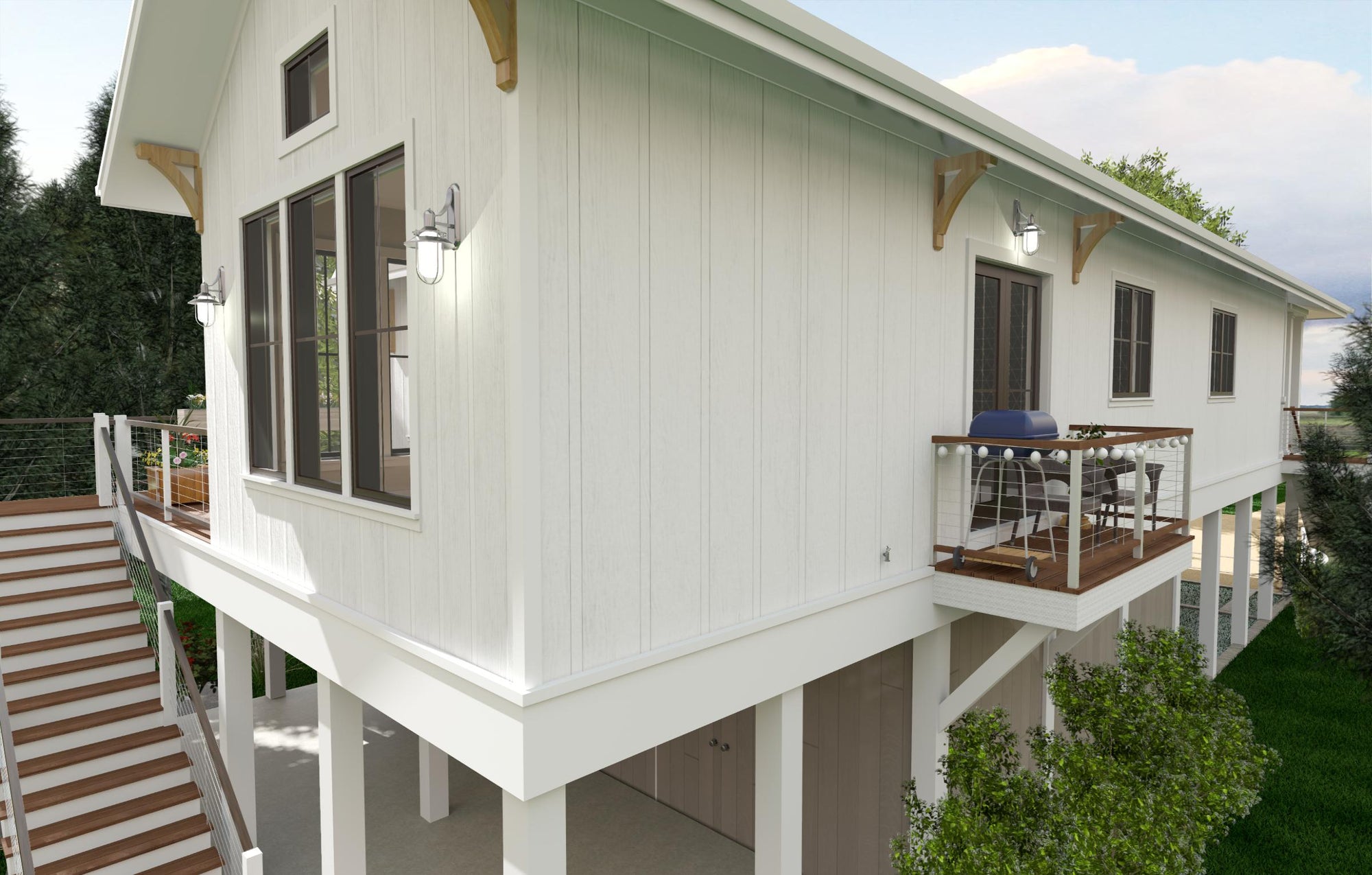 Magnolia Beach Hut | Elevated Coastal Cottage House Plan | 1,430 Sq Ft | 3BR 2.5BA