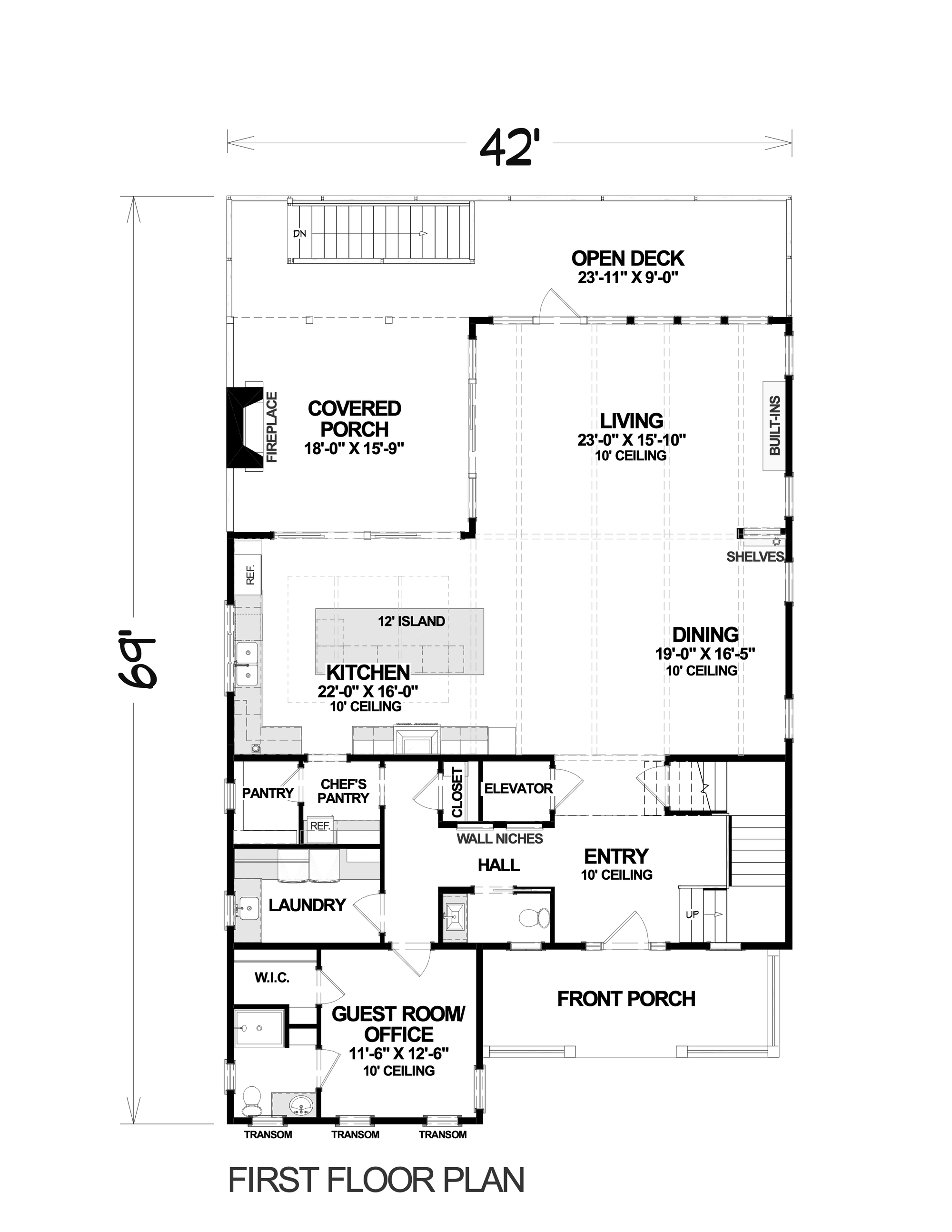 Sandy Dune | Elevated Shingle-Style Coastal House Plan | 3,464 Sq Ft | 3-4BR 4.5BA