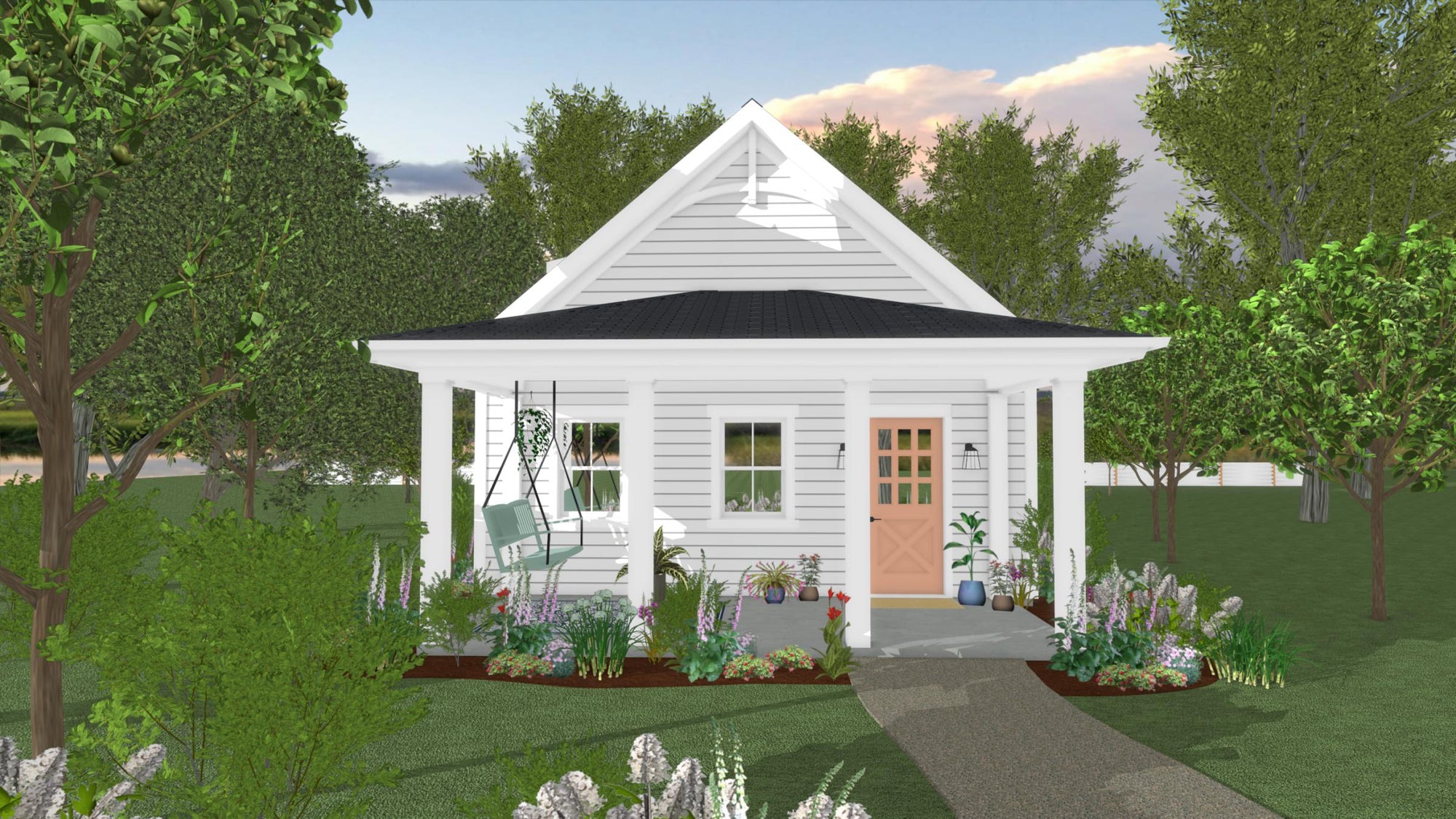The Peach House | Coastal House Plan | 848 Sq Ft | 1BR 1.5BA