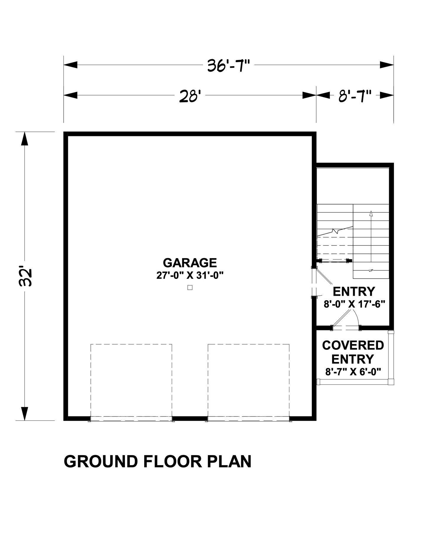 1085 Sq. Ft. - The Perry Garage/ADU Plan