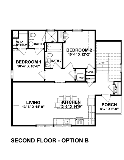 1085 Sq. Ft. - The Perry Garage/ADU Plan