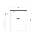 Wilbury 24x28 | Compact Garage ADU Plan | 672 Sq Ft | 1BR 1BA