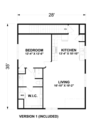 980 Sq. Ft. - Winthrop 35 Garage/ADU Plan