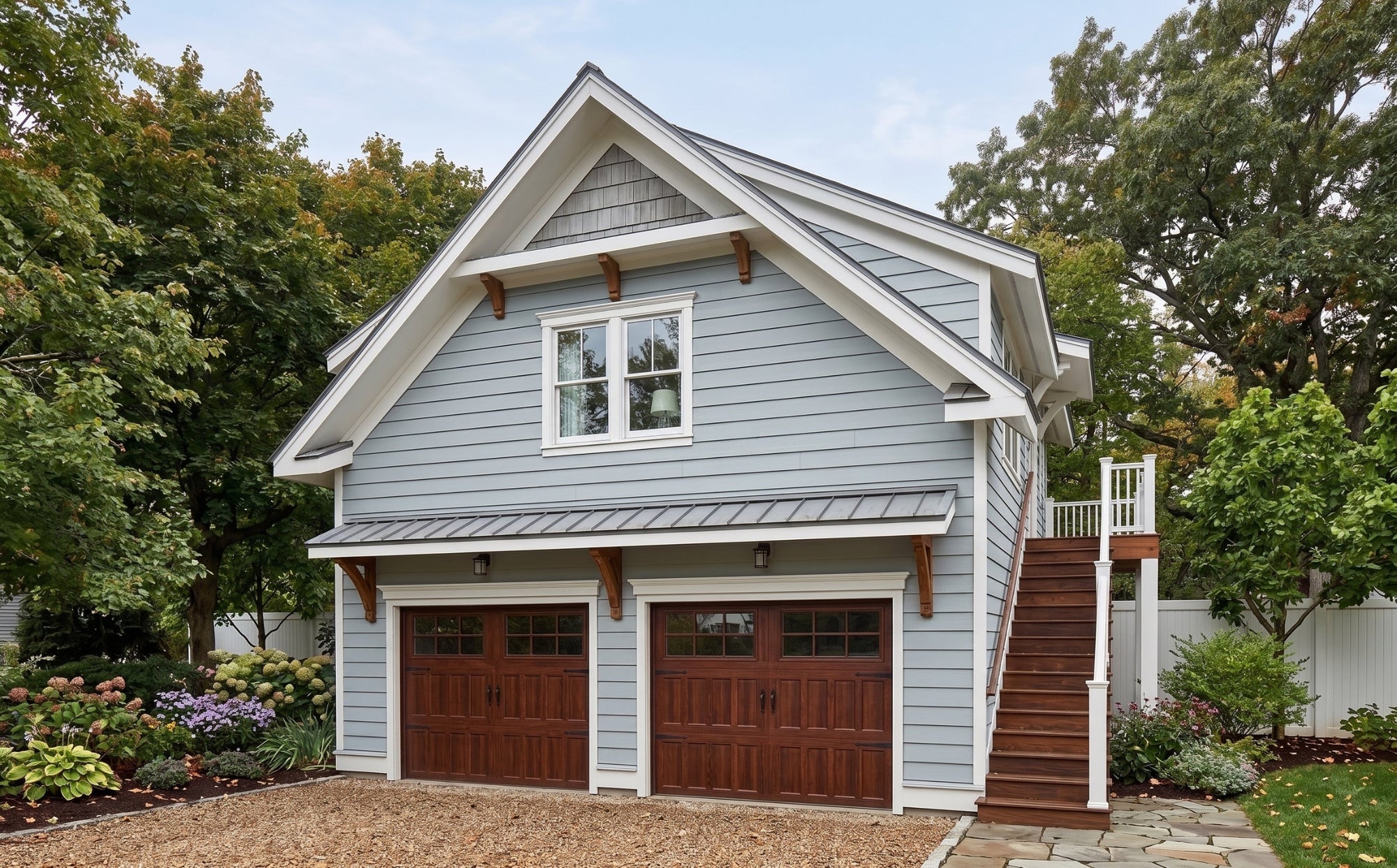 Winthrop Garage ADU - 650 Sq Ft Coastal Garage Apartment Plan 1 Bedroom and 1 Bathroom - Front Exterior Render - Intertwine House Plans