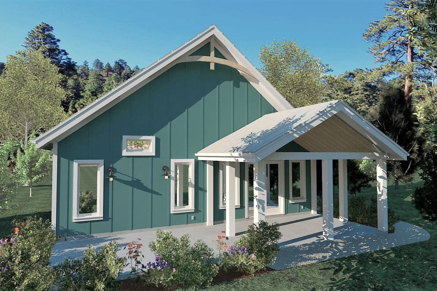The Wave II - Open Kitchen and Living Room Interior - 1,599 Sq Ft Coastal Cottage Plan - Intertwine House Plans