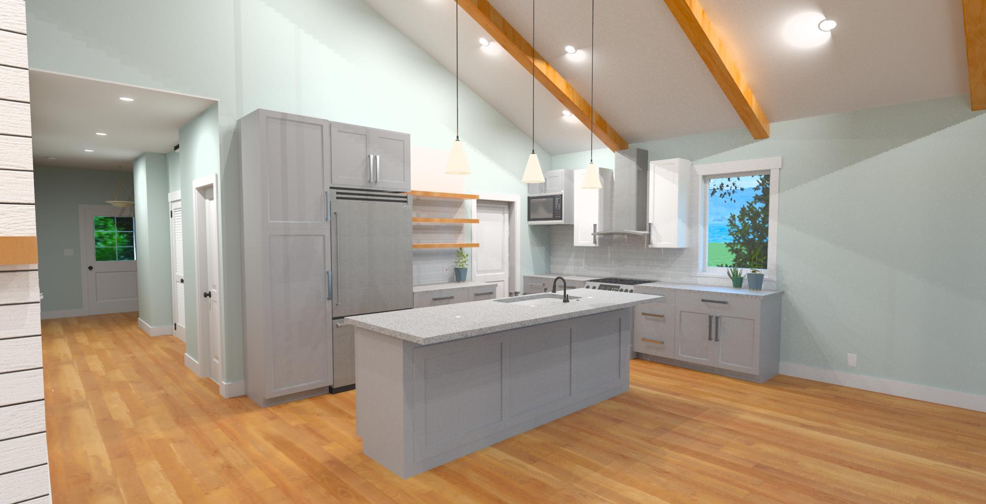 The Wave II - Open Kitchen Interior - 1,599 Sq Ft Coastal Cottage Plan - Intertwine House Plans