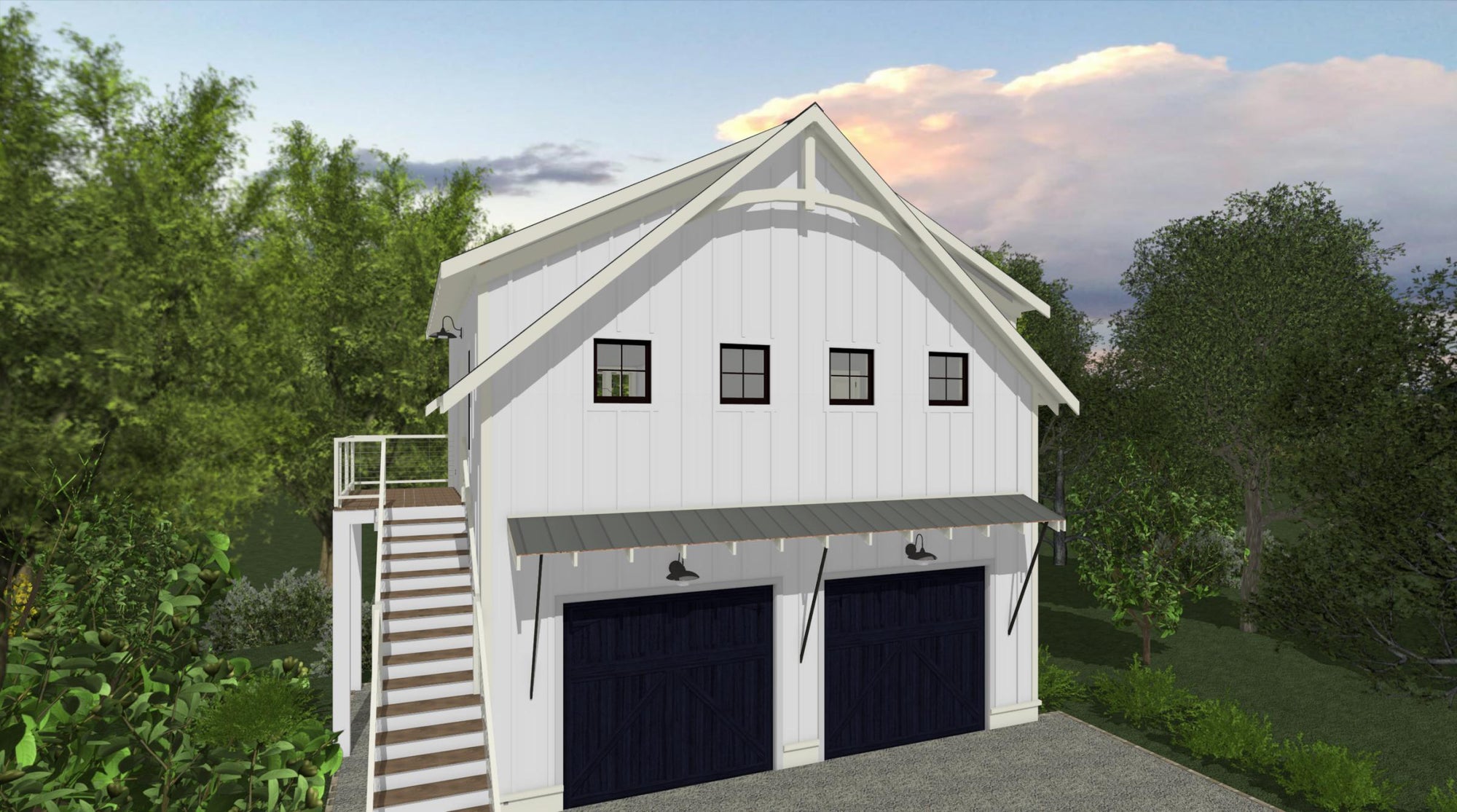 Cloudy Bay | Coastal Garage ADU Plan | 650 Sq Ft | 1BR 1BA