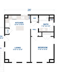 Cloudy Bay | Coastal Garage ADU Plan | 650 Sq Ft | 1BR 1BA