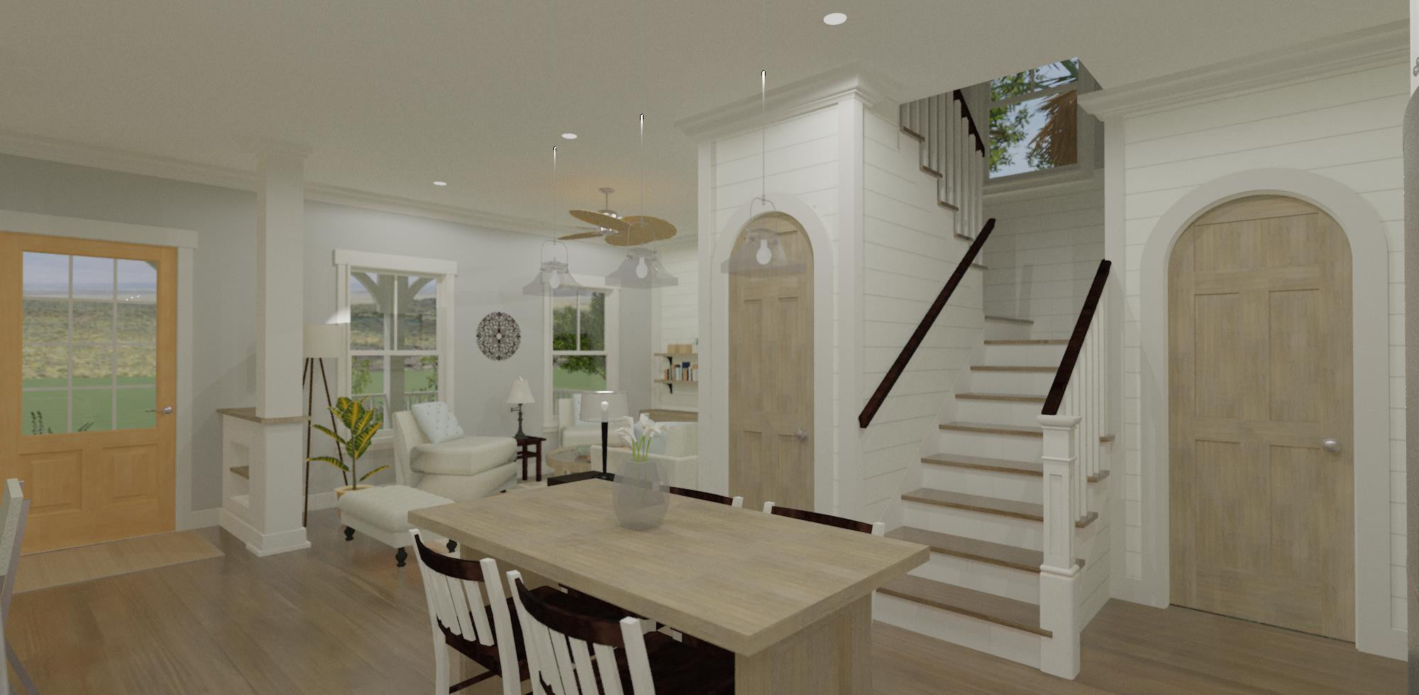 The Yellow House | Compact Cottage House Plan | 840 Sq Ft | 1BR 1.5BA