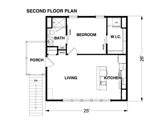 640* Sq. Ft. - Cliffwood Garage/ADU Plan