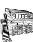 Cliffwood Garage ADU - Front Exterior 3D Sketch - Coastal Garage Apartment Plan - Intertwine House Plans